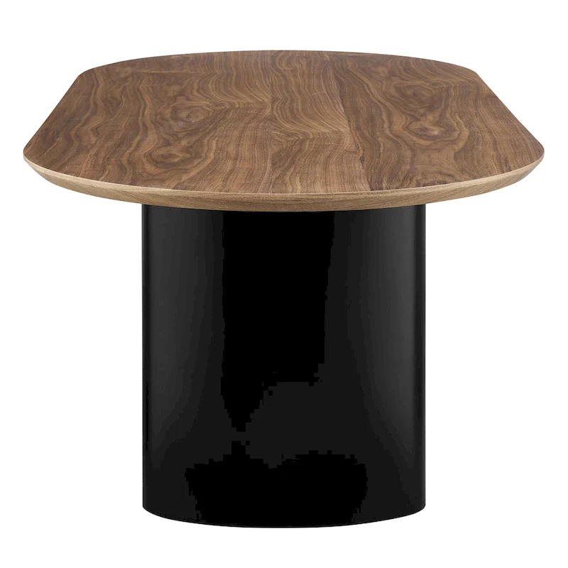 Walnut Oval Dining Table with Semi-Circle Legs - 86.5 Inch
