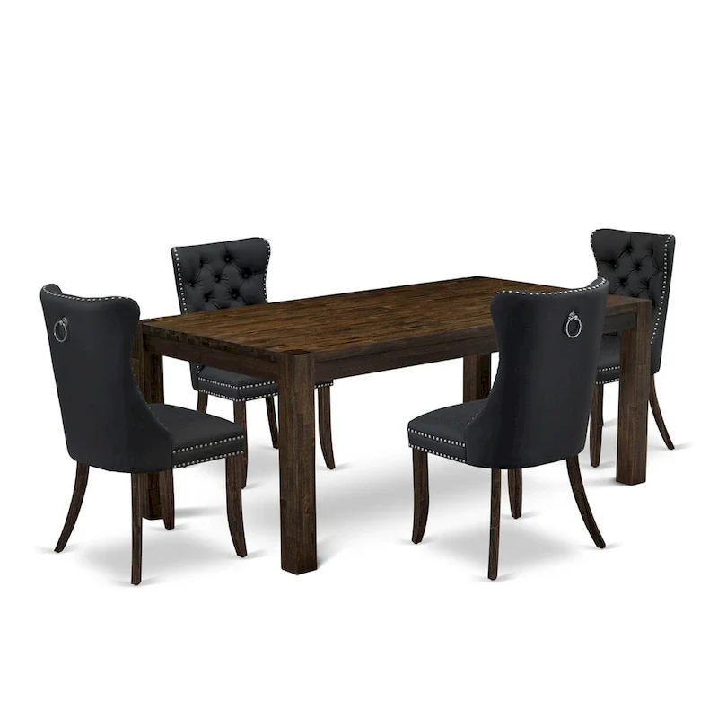 East West Furniture Dinette Set Consists of a Rectangle Dining Table and Chairs, Distressed Jacobean (Pieces Options)