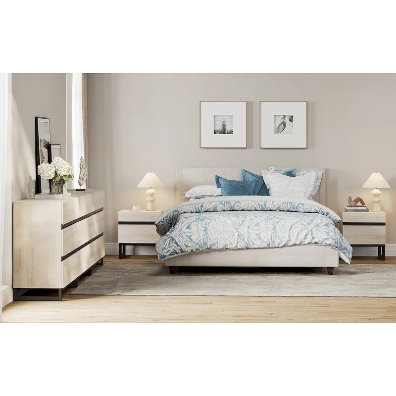 WAMPAT 3 Piece Dresser and Nightstand Sets