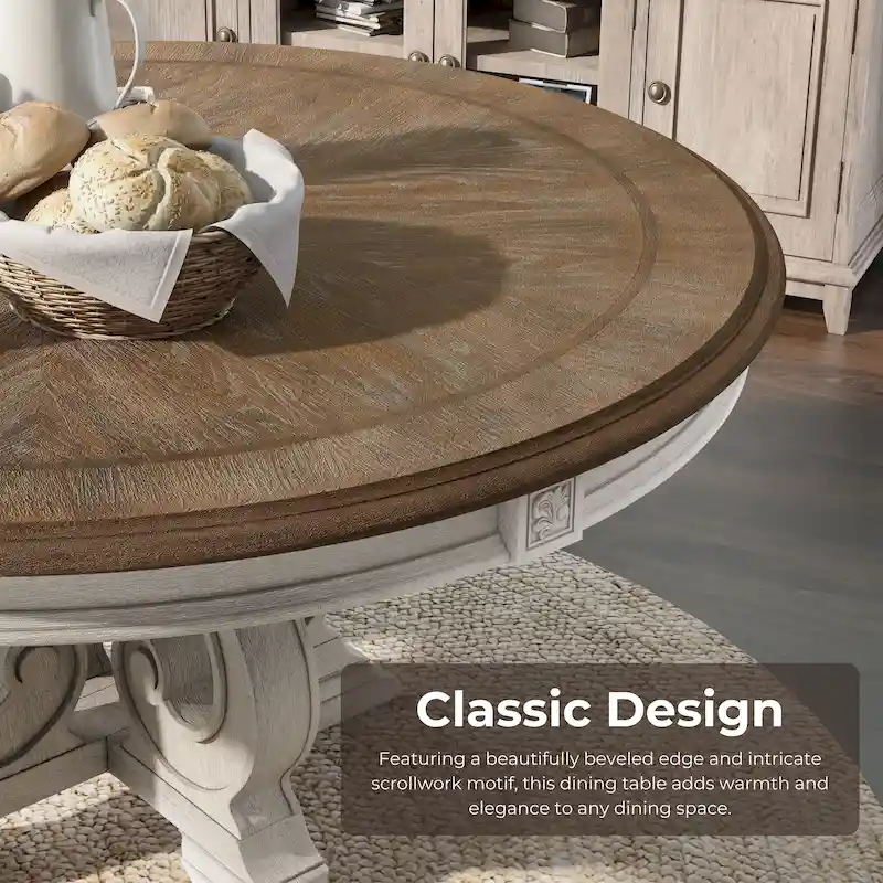 The Gray Barn Caelum Farmhouse Antique White 60-inch Wood Round Dining Table
