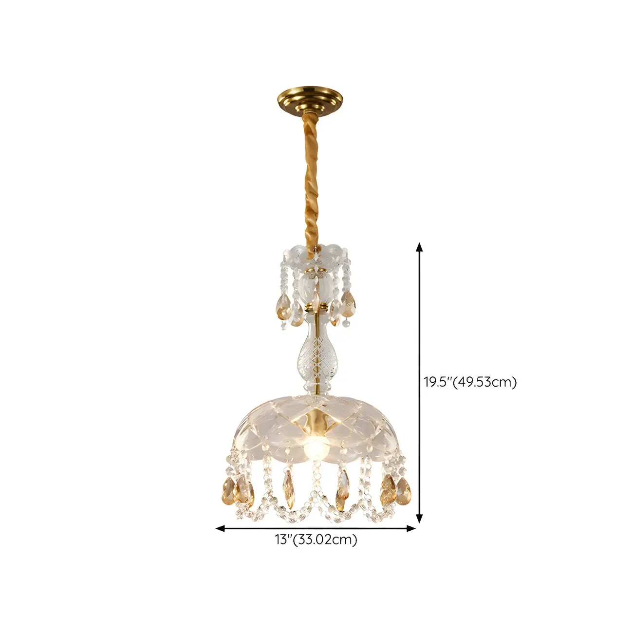 Luxury Dome Clear Crystal Pendant Light Adjustable Height