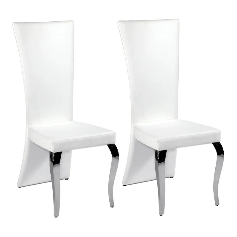 Tabitha White Rectangle High Back Dining Chair (Set of 2)