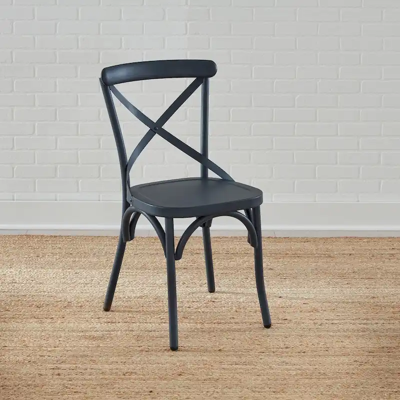 Vintage Series Distressed Metal X Back Side Chair - Antique White