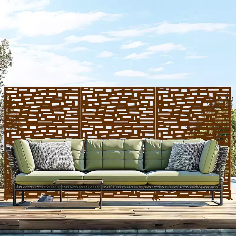 MAYEERTY 72 inch Room Divider Rectangle Privacy Screen with Galvanized Frame Garden Fence Patio Outdoor Brown