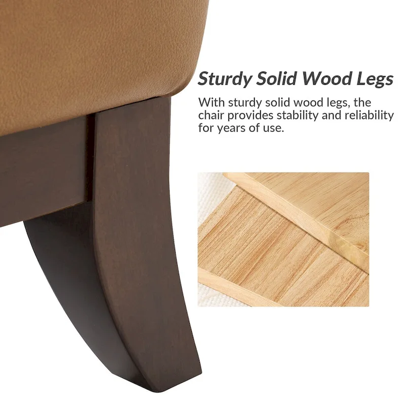 Genuine Leather Tufted Wingback Accent Chair with Nailhead Trim