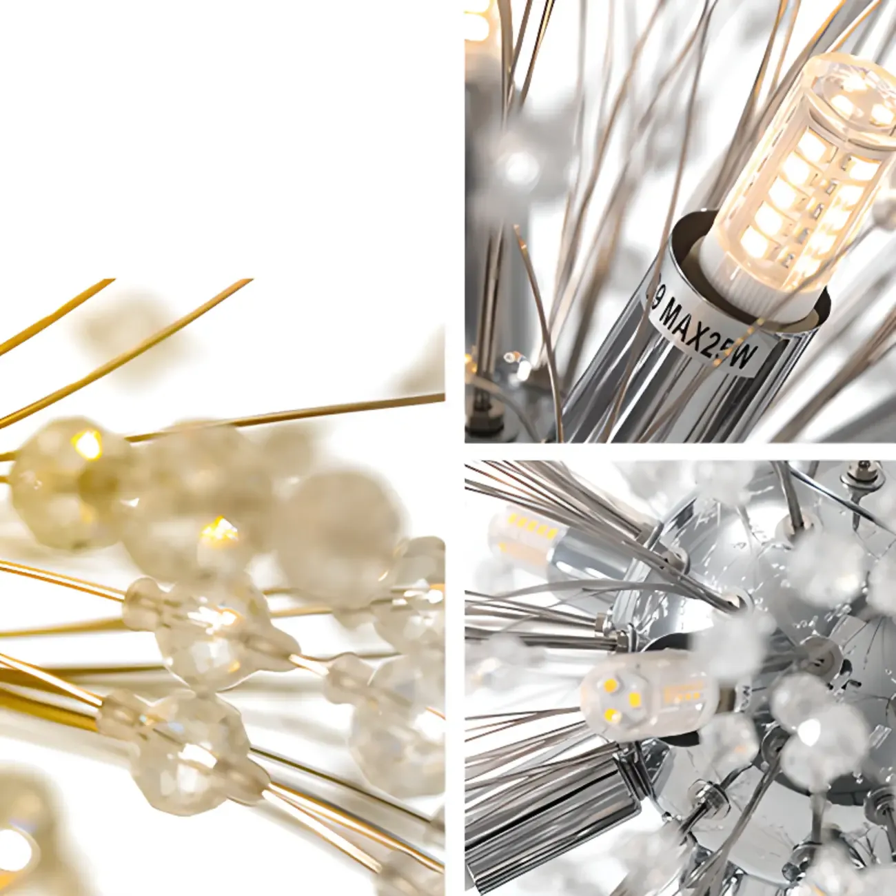 Modern Crystal Globe Chandelier with Starburst Design