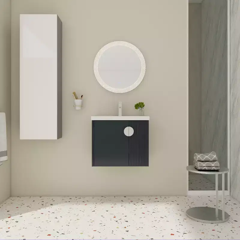 Bathroom Vanity Cabinet with White Ceramic Sink, Floating Bathroom Vanity Wall Mounted Bathroom Vanity and Sink Combo with Soft-Close Door