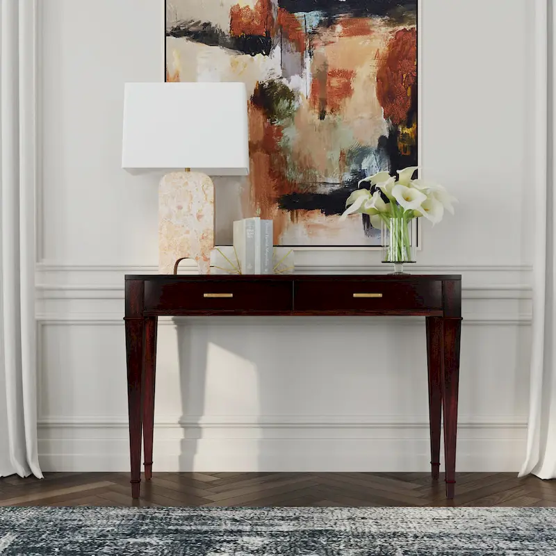 Kai 2 Drawer 46 Burl Wood Console Table
