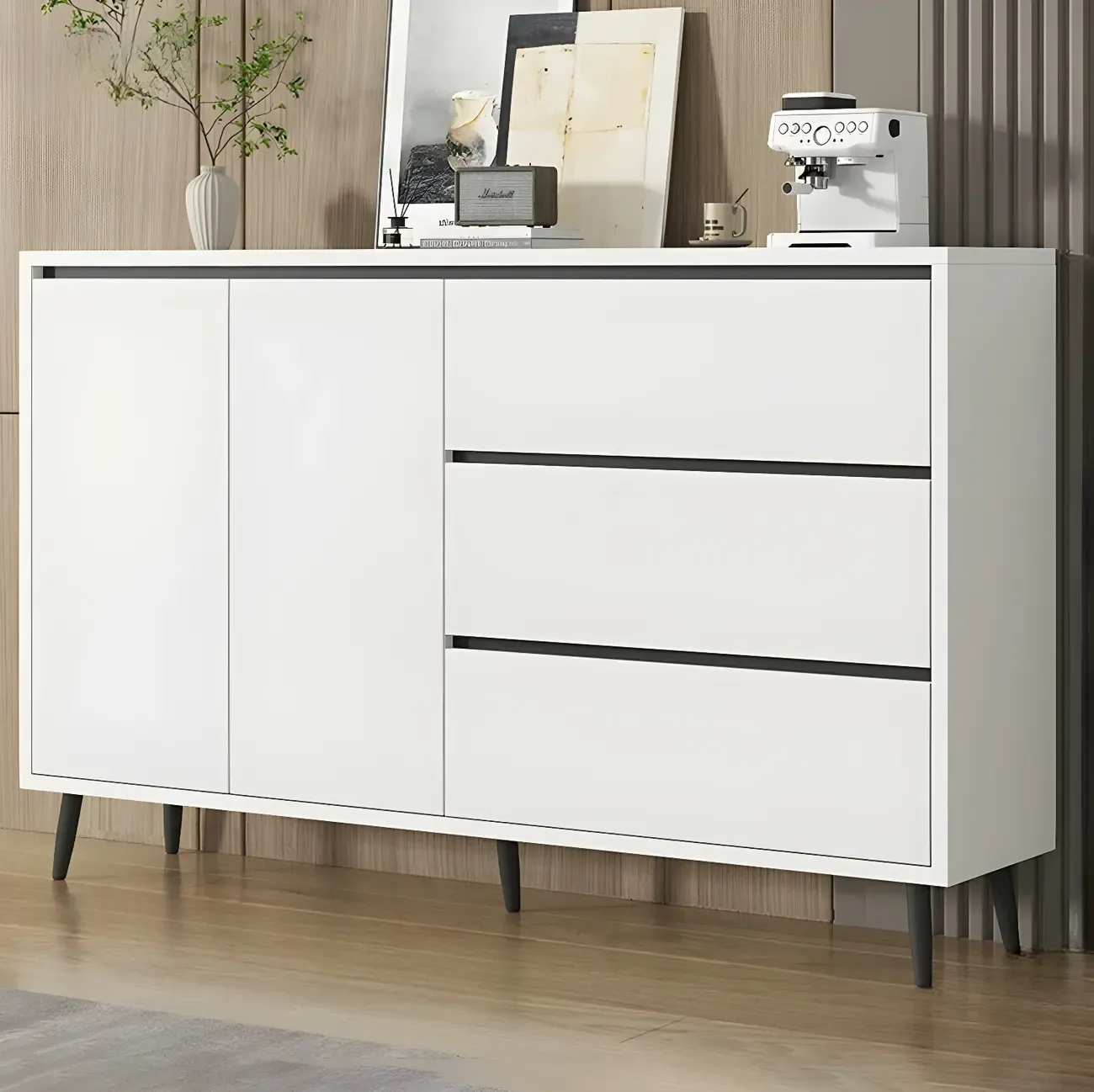 Modern Wooden Sideboard with Multi-Drawers and Cabinets