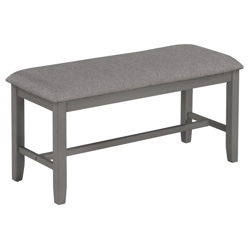 Gray Traditional 6-Piece Wooden Dining Table Set with 4 Upholstered Chairs and Bench