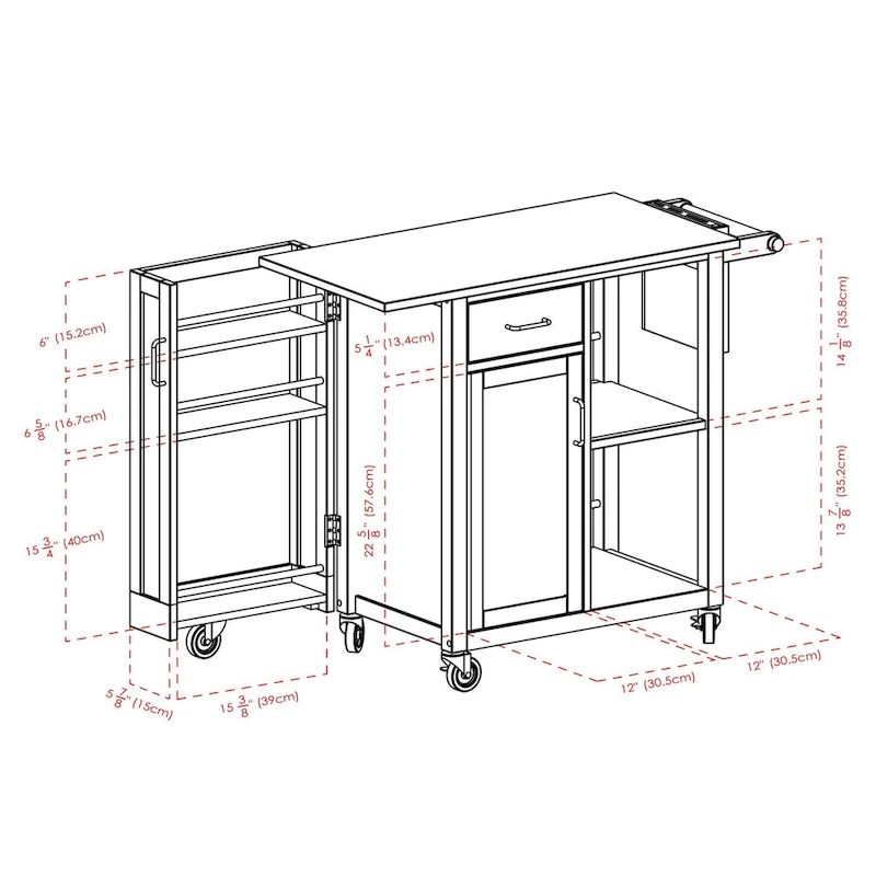 Douglas Utility Kitchen Cart, Natural - 42.52 x 18.98 x 35.63 inches