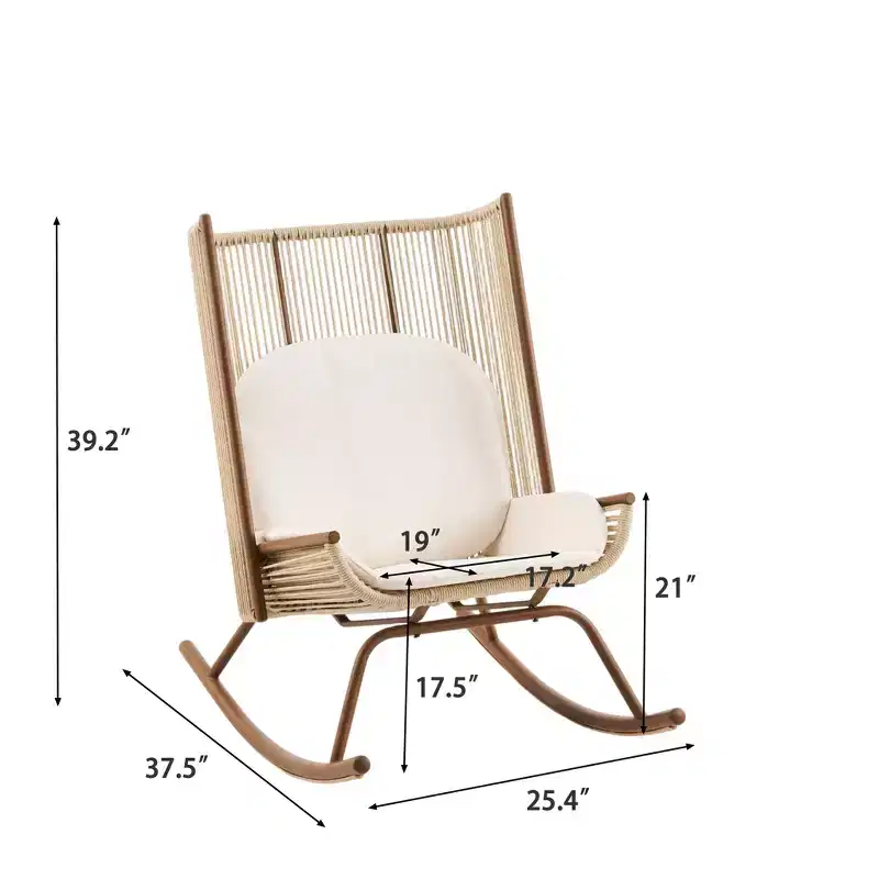 Christopher Knight Home Suman Farmhouse 2 Piece Patio Dining Set with Acacia Wood Table and Iron Rocking Chair