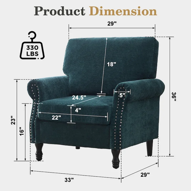 Modern Upholstered Armchair Nailhead Trim Accent Chair (Set of 2)