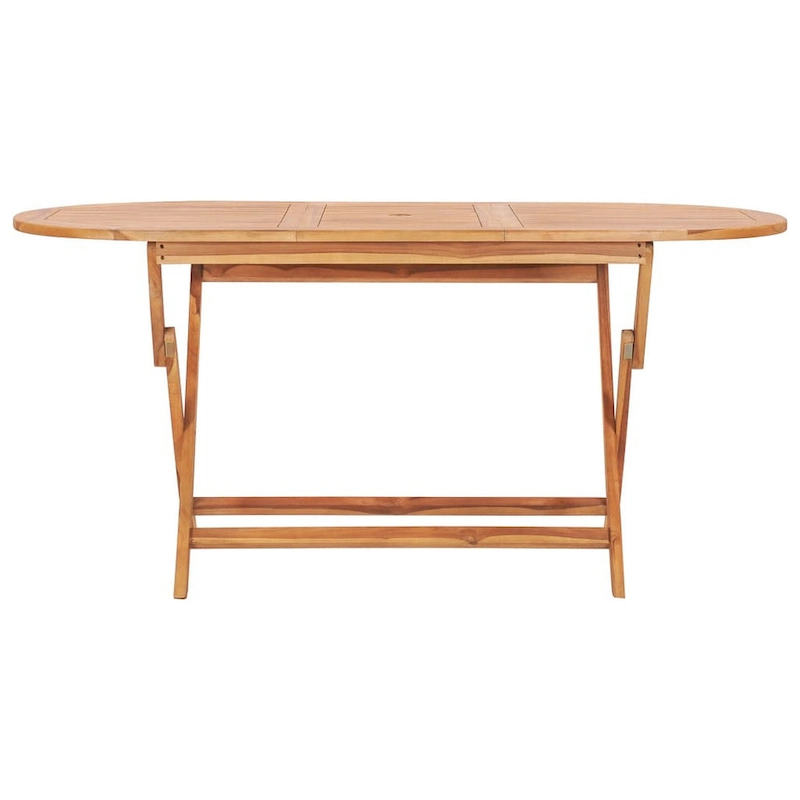 Sam 7pc Outdoor Dining Table Set, 6 Folding Chairs, Brown Teak Wood