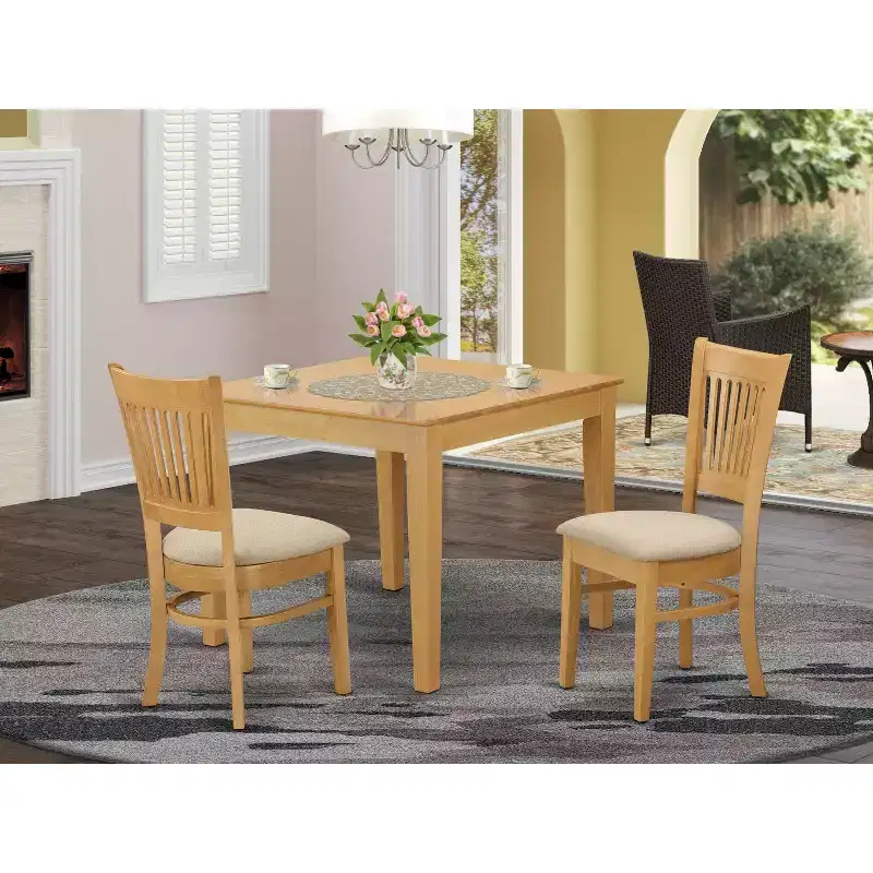 Kitchen Dining Set - Hardwood Table with 4 Chairs - Modern Design