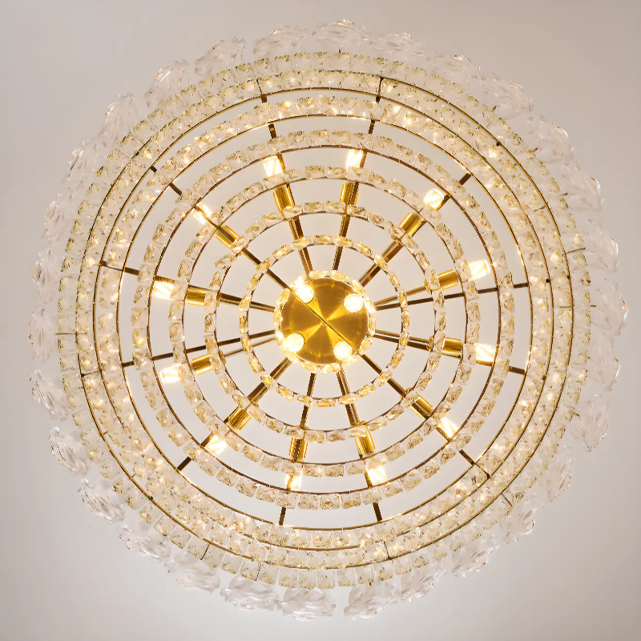 Modern Luxury Gold Tiered Crystal Round Chandelier