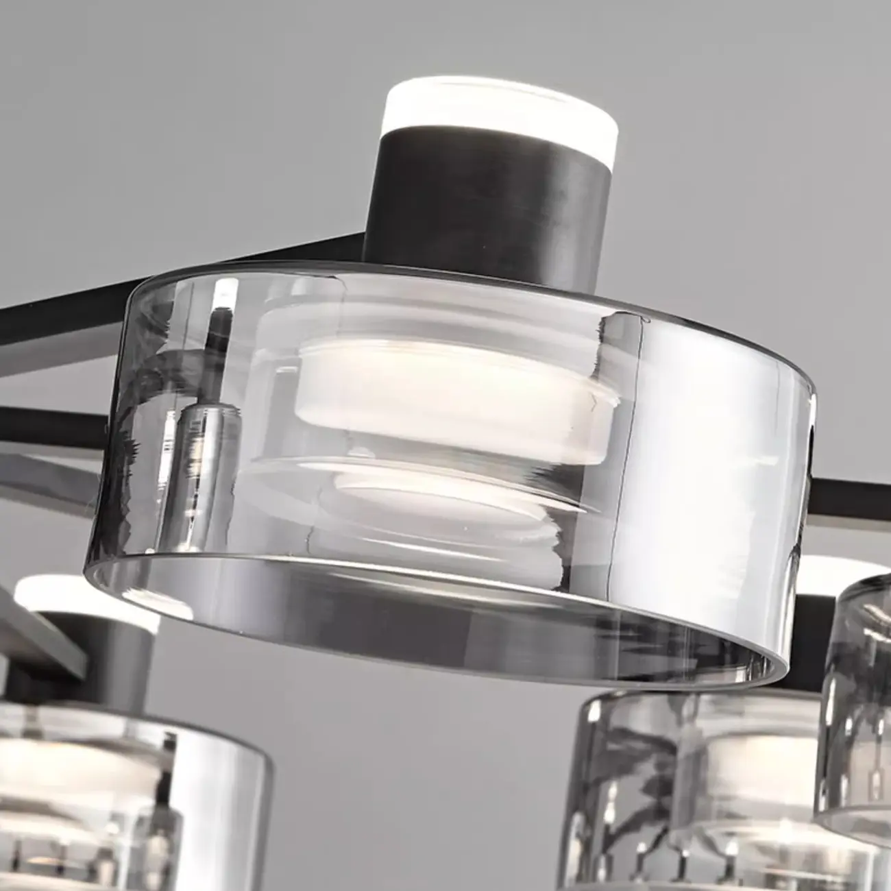 Modern Black Circle Round Glass LED Chandelier