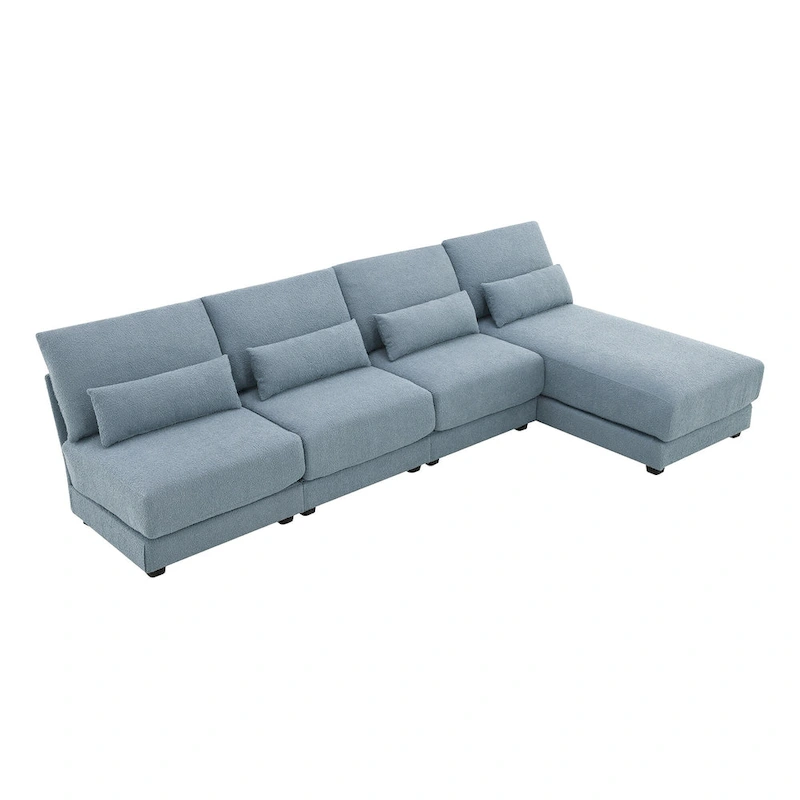 Blue 120 L-Shaped 4-Seat Sectional Sofa