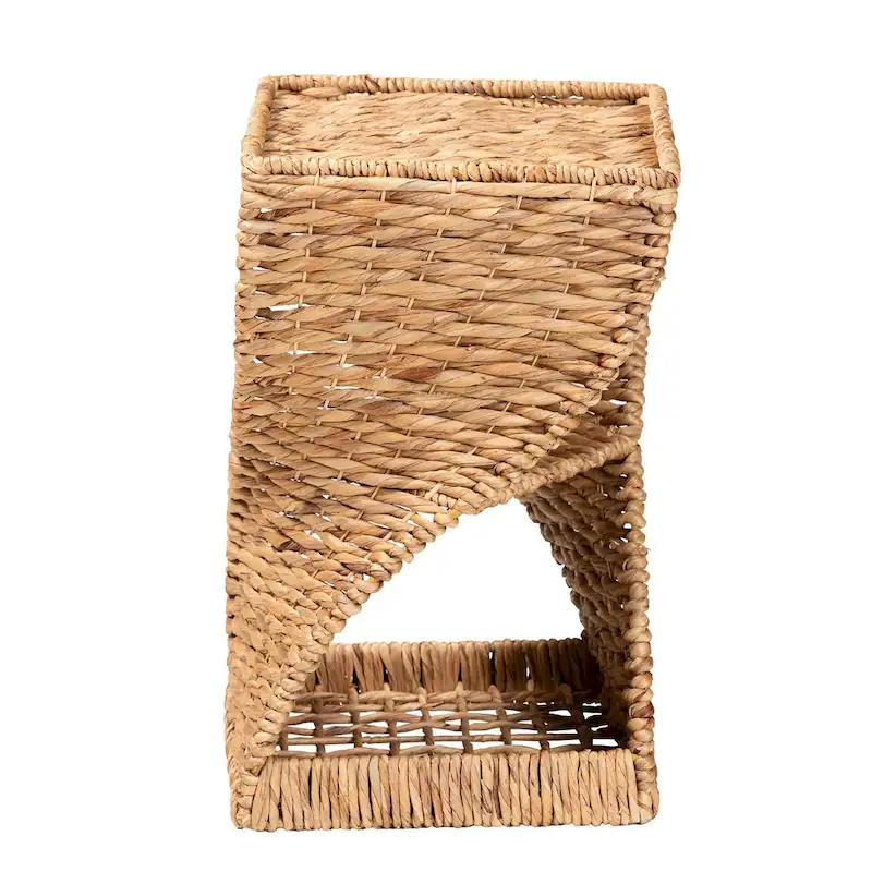 Pelleas Modern Bohemian Natural Brown Seagrass and Wood End Table