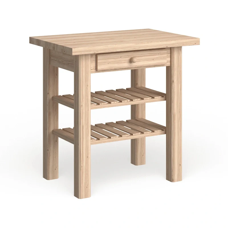 Heavenly Winds Unfinished Solid Parawood Kitchen Island