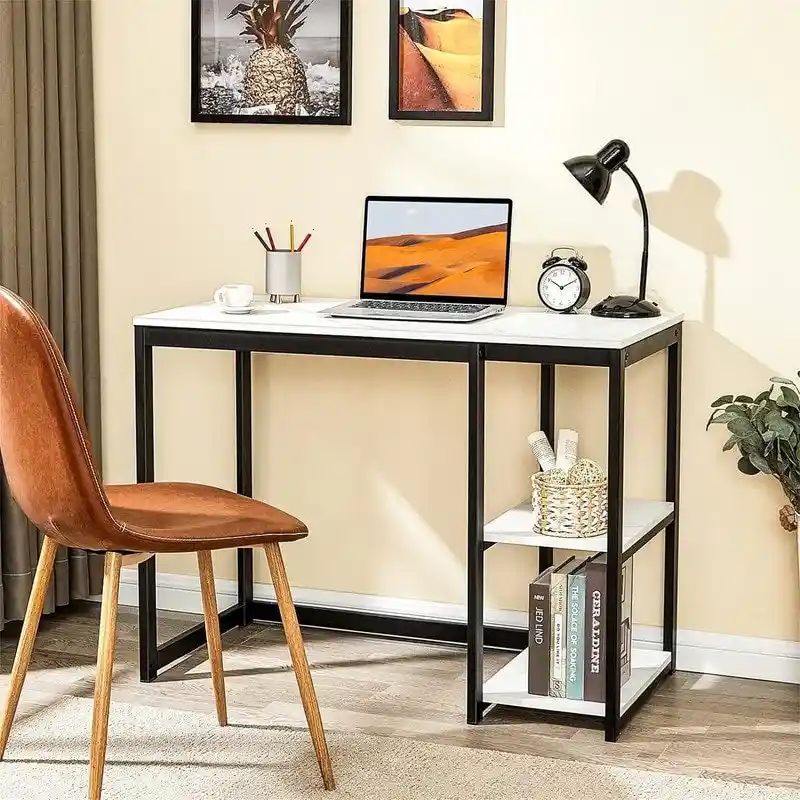 Computer Desk with 2-Tier Shelves - 40 Inch