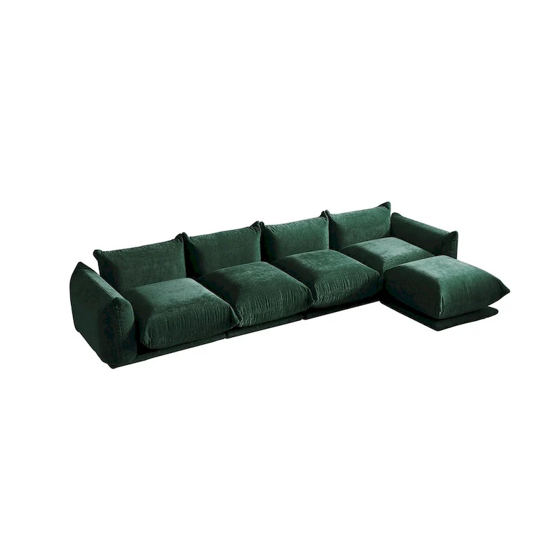 L-Shape Sectional Sofa with Ottoman - Chenille Modular Couch