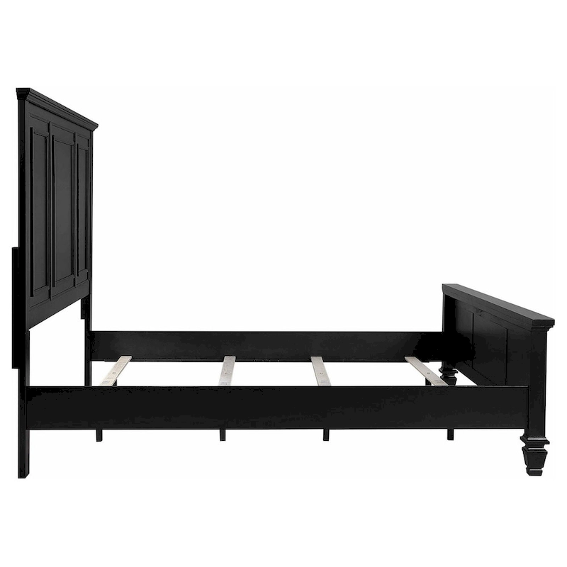 Lila King Bed, Picture Frame Panel Headboard, Farmhouse Black Wood