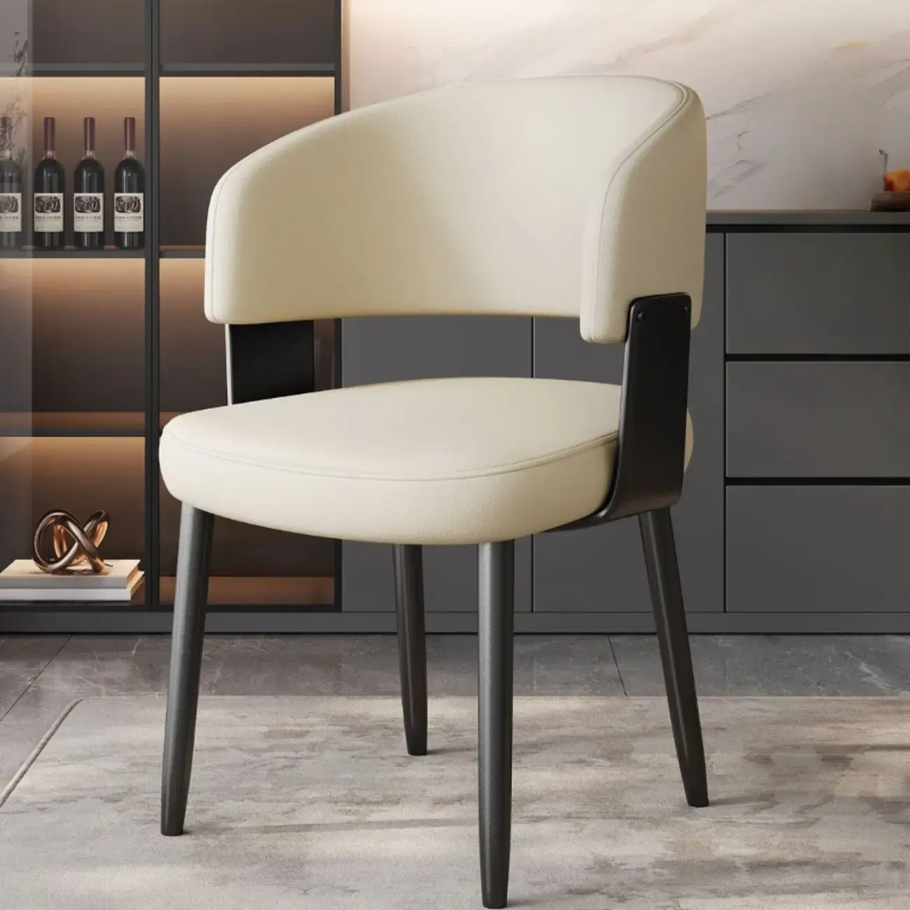 Modern Glam Leather Upholstered Dining Chair