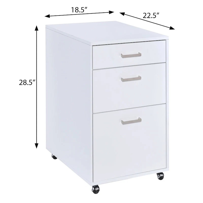 Handela White High Gloss File Cabinet with 3 Drawers