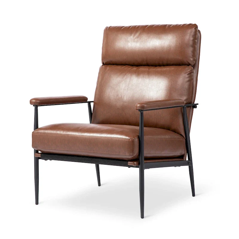 Mid-Century Modern Armchair with High Back and Padded Arms