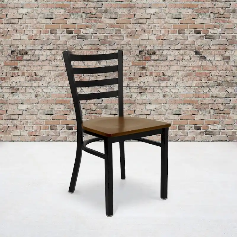 2 Pack Ladder Back Metal Restaurant Chair - 16.5