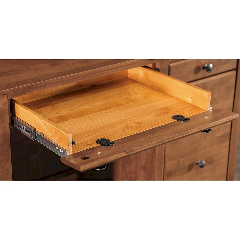 Solid Wood Desk with 4 Drawers - Natural Finish