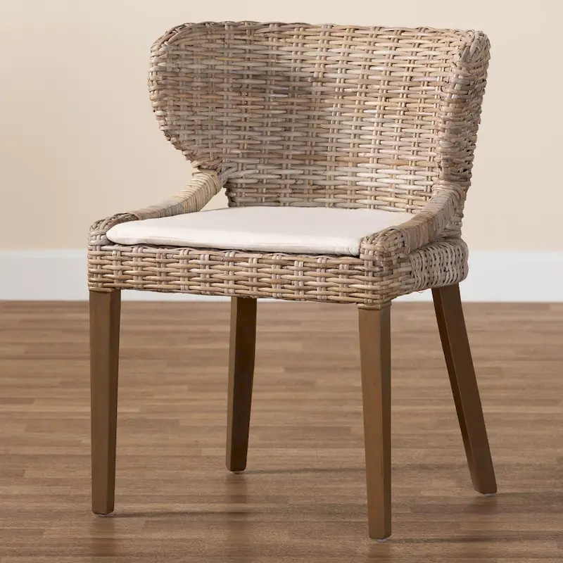 Bohemian Grey Natural Kubura and Mahogany Dining Chairs
