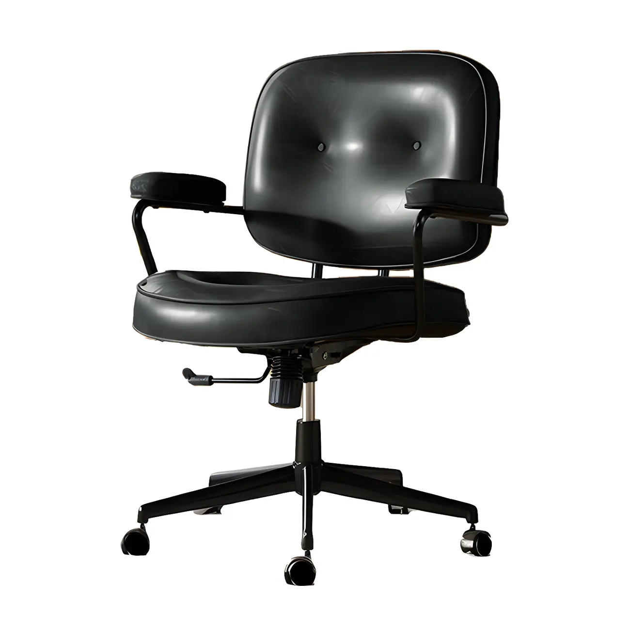 Industrial Leather Upholstered Height Adjustable Swivel Office Chair