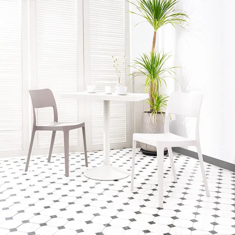 La Vie Resin Stackable All Weather Armless Chair, Set of 2