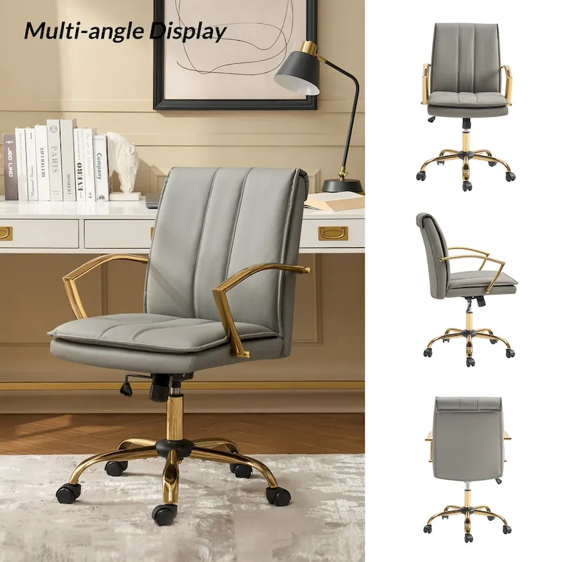 Modern Leather Rocking Office Chair with Metal Base