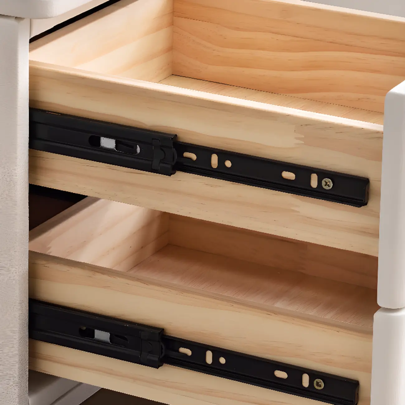 Compact Stone-Top Wooden 4-Tier White Nightstand