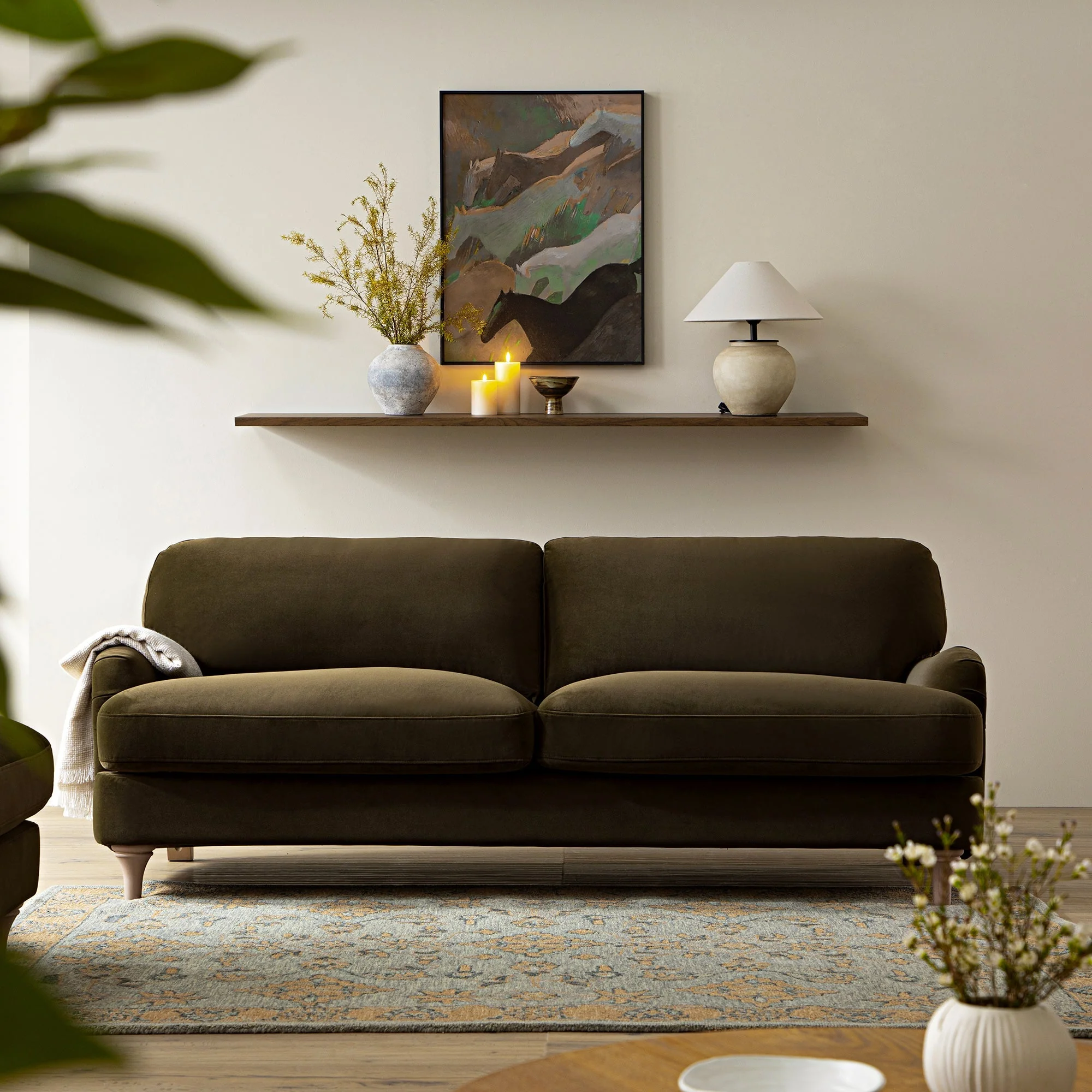 Seaweed Velvet Sofa, 3-Seater