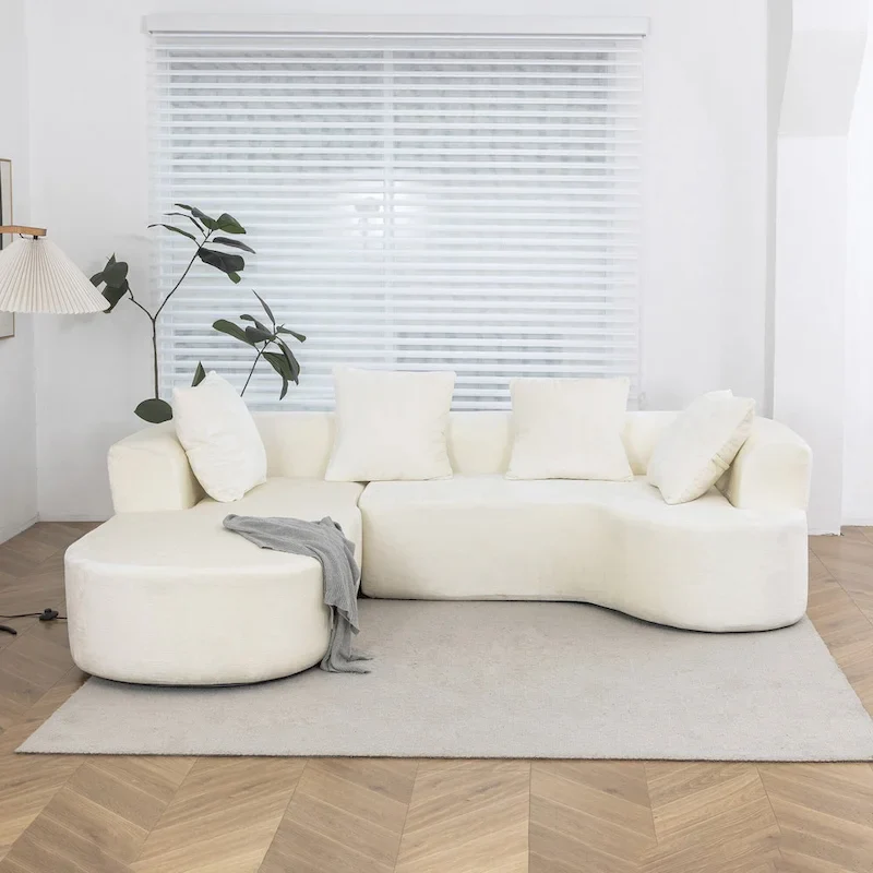 XINMICS 99.61 Modular Upholstered Sectional Sofa, Modern 3 Seater L-Shaped Compression Couch With Chaise, Left Hand Facing