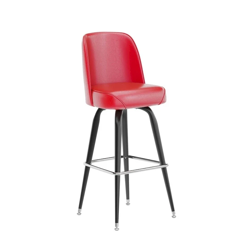 Metal Barstool with Swivel Vinyl Upholstered Bucket Seat and Footrest - 18.5D x 18.5W x 42.5H