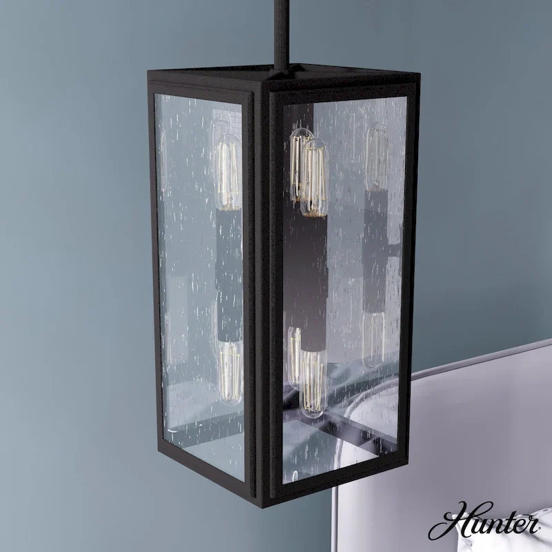 Hunter Felippe 6-Light Pendant w/Clear Seeded Glass, Modern Farmhouse, Industrial - Island, Dining, Entry, Bedroom, Hallway