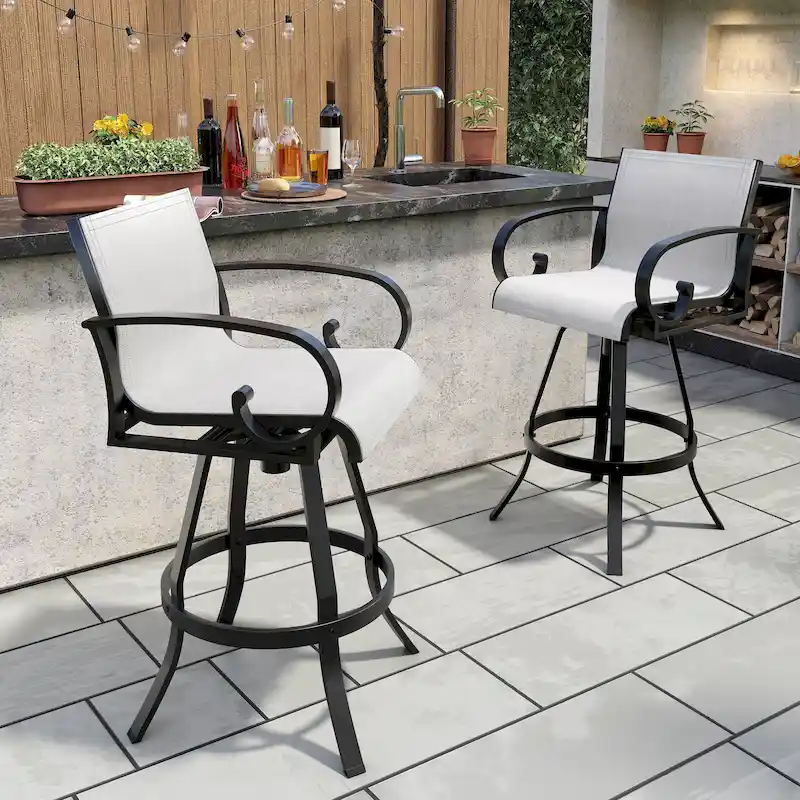 Outdoor Sunbrella Aluminum Swivel Bar Stool 2-piece Bar Height Stool Bar Chairs