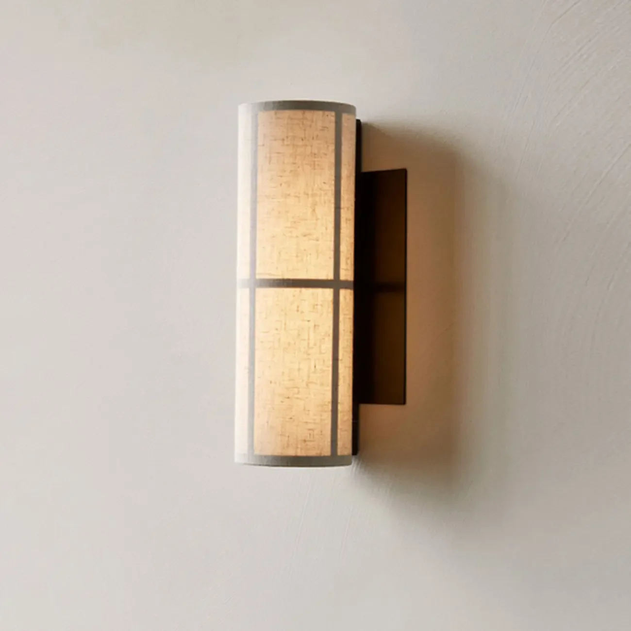 Modern Linen Beige Cylinder Wall Sconce with Switch