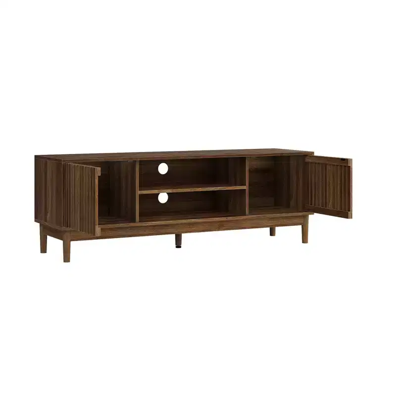 GDFStudio Rajesh Modern Wooden 55 TV Stand with Open Shelves and Cable Hole