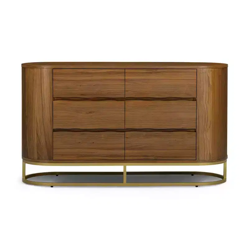 Teamson Home Seneca Modern 6-Drawer Dresser with Live Edge Design, Metal Base & Durable Mixed Wood Construction