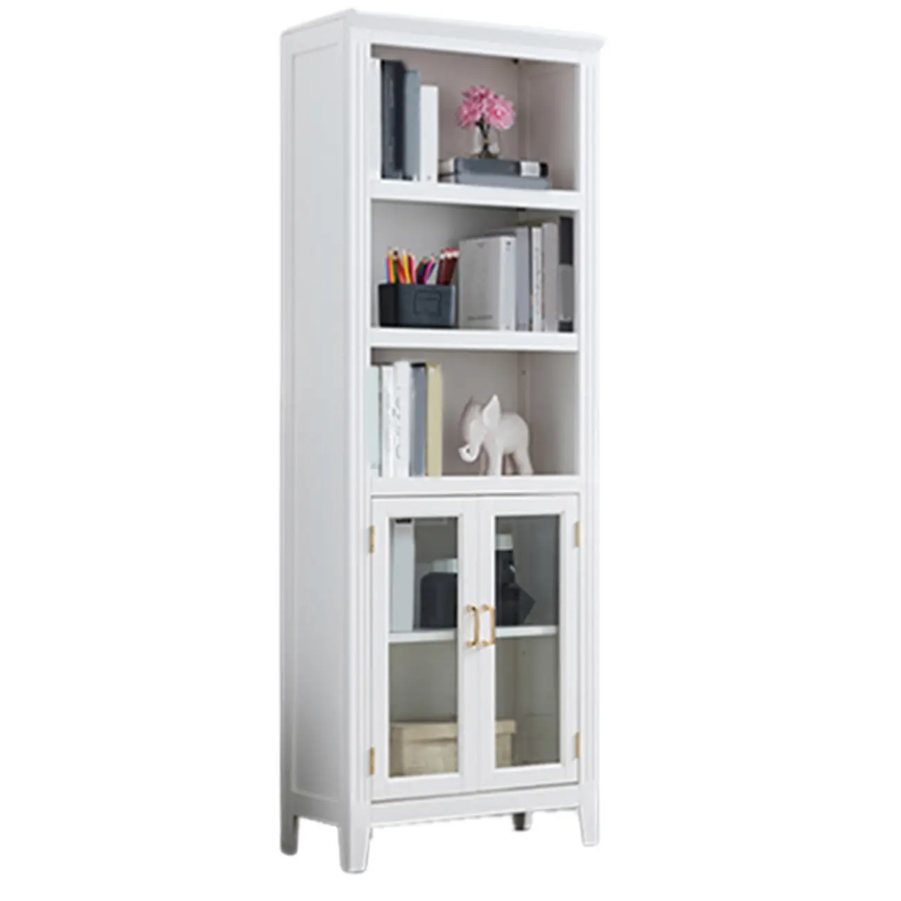 Mid-Century Modern Home Accent Wood Glass Paned Cabinet