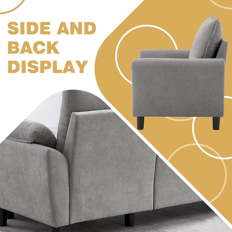 3-Piece Living Room Sectional Sofa Set with Chair and Ottoman