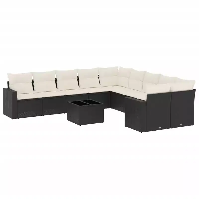 vidaXL Garden Sofa Set Black PE Rattan Large Modular Garden Sofa Set