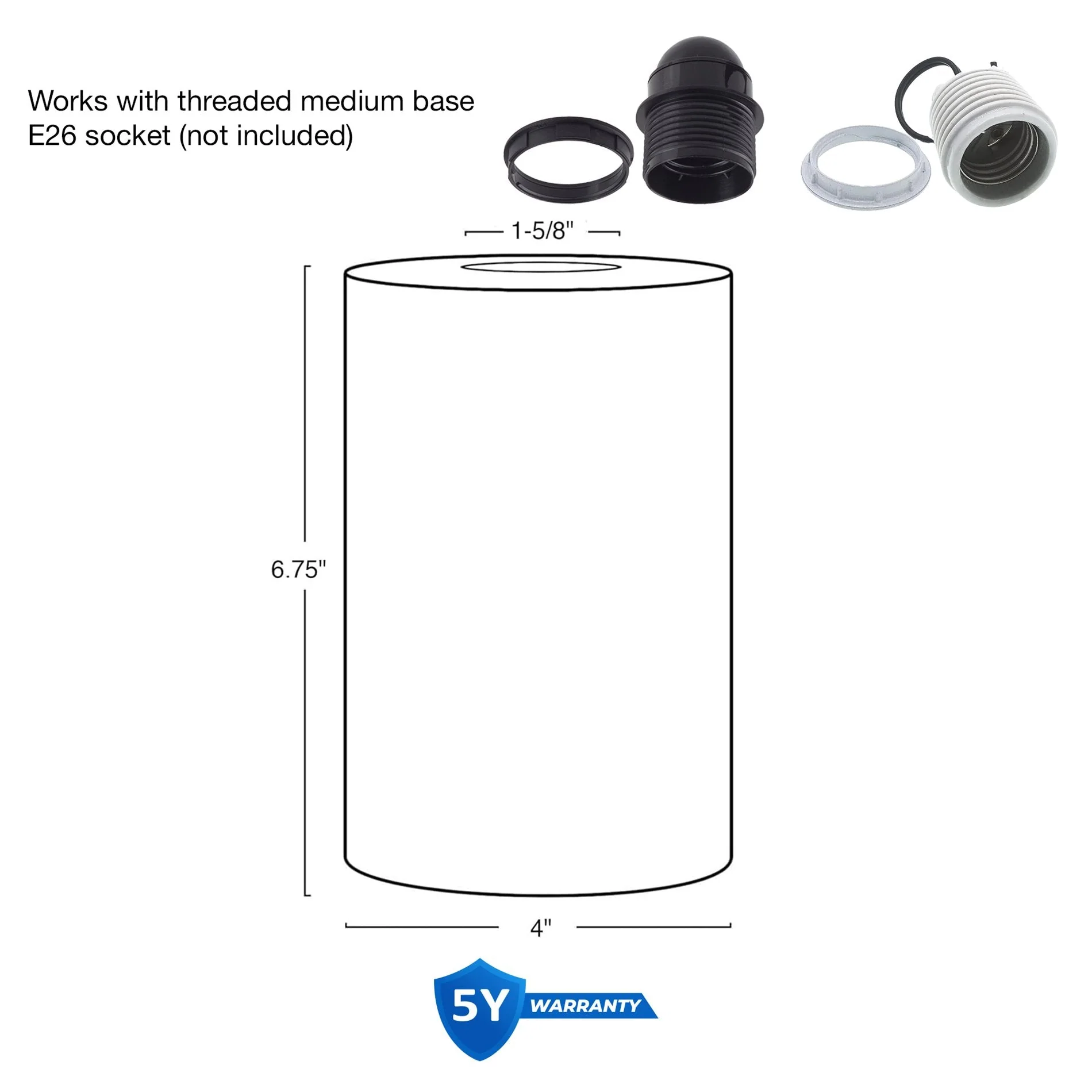 7 Cylinder Glass Shades, Opal Replacement Glass, 3-Pack