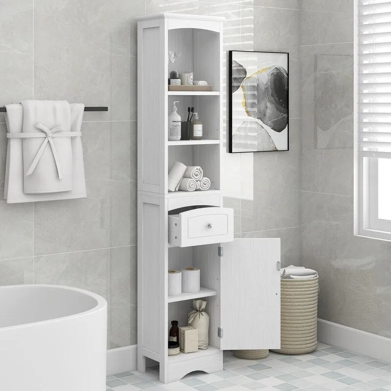 72 Bathroom Tall Cabinet with Drawer and 5 Adjustable Shelves